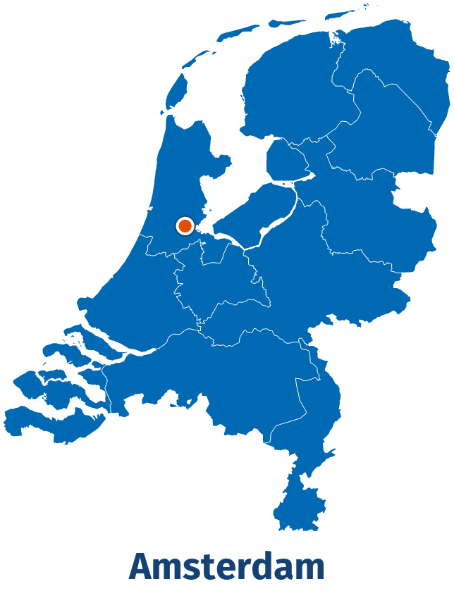 Ligging van Amsterdam op de kaart van Nederland