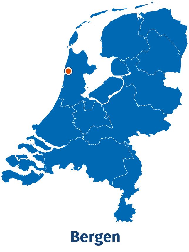 Ligging van Bergen op de kaart van Nederland