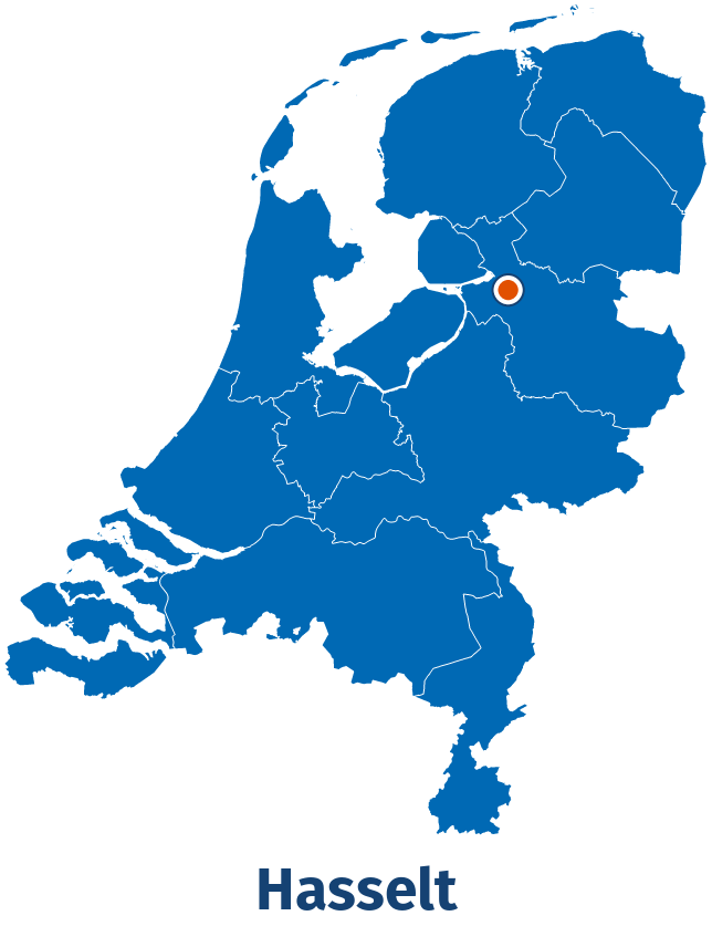 Ligging van Hasselt op de kaart van Nederland
