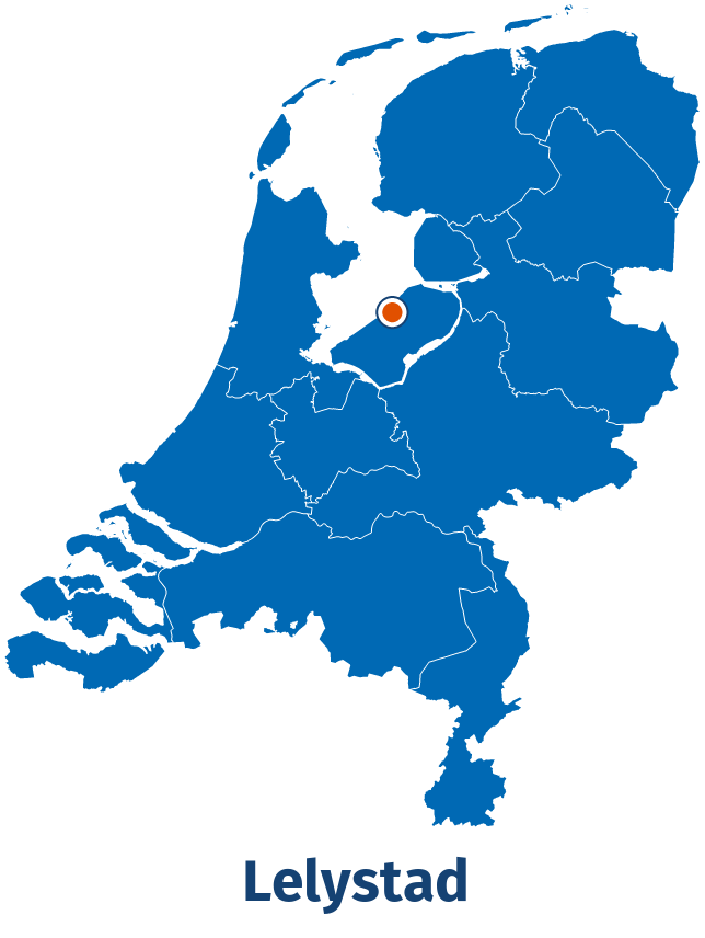 Ligging van Lelystad op de kaart van Nederland