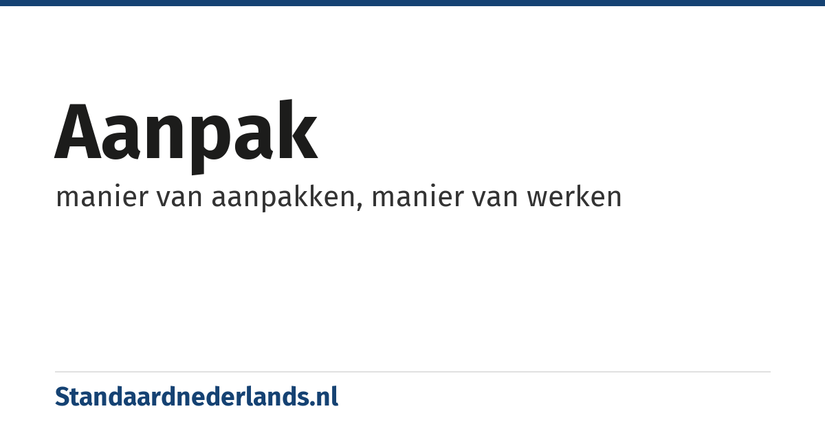 aanpak: manier van aanpakken, manier van werken