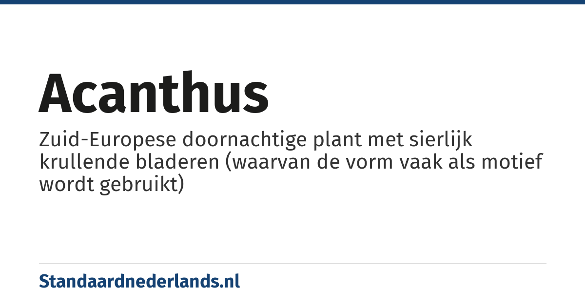 acanthus: Zuid-Europese doornachtige plant met sierlijk krullende bladeren (waarvan de vorm vaak als motief wordt gebruikt)