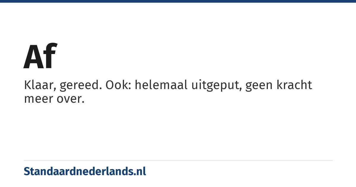 af: klaar, gereed