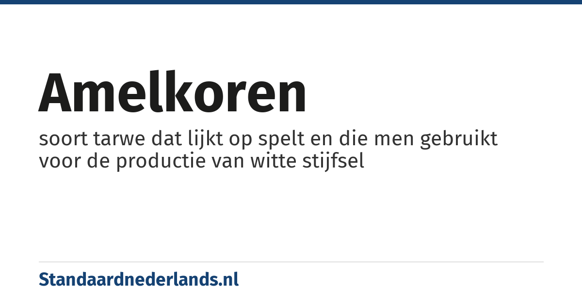 amelkoren: soort tarwe dat lijkt op spelt en die men gebruikt voor de productie van witte stijfsel