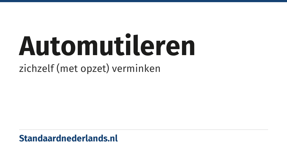 automutileren: zichzelf (met opzet) verminken