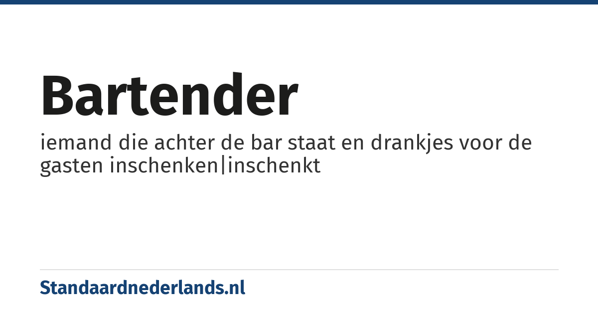 bartender: iemand die achter de bar staat en drankjes voor de gasten inschenken|inschenkt