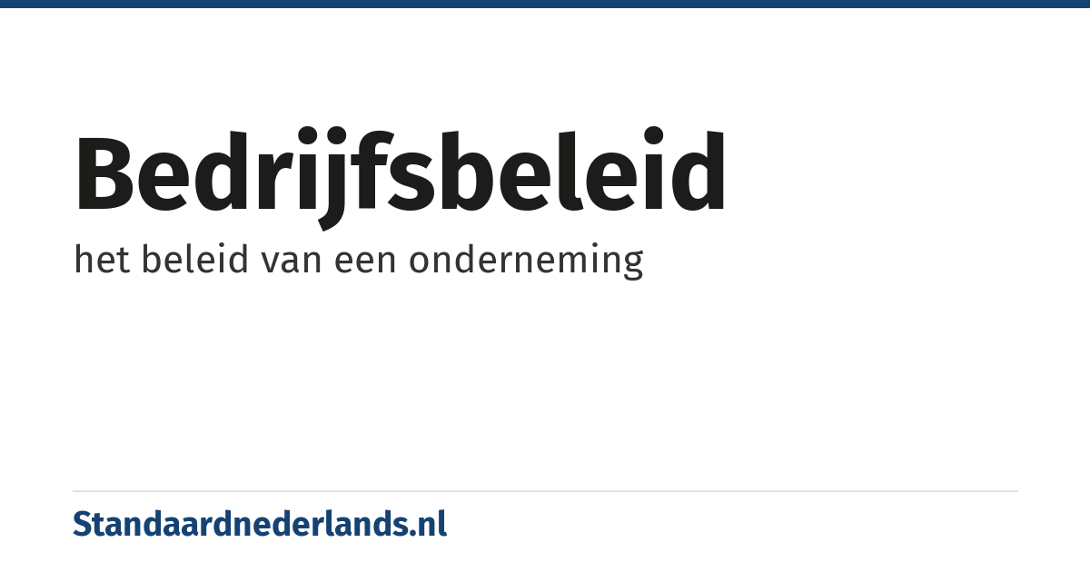 bedrijfsbeleid: het beleid van een onderneming
