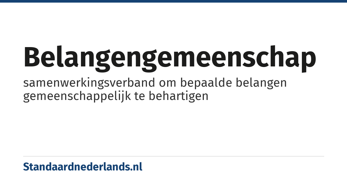 belangengemeenschap: samenwerkingsverband om bepaalde belangen gemeenschappelijk te behartigen