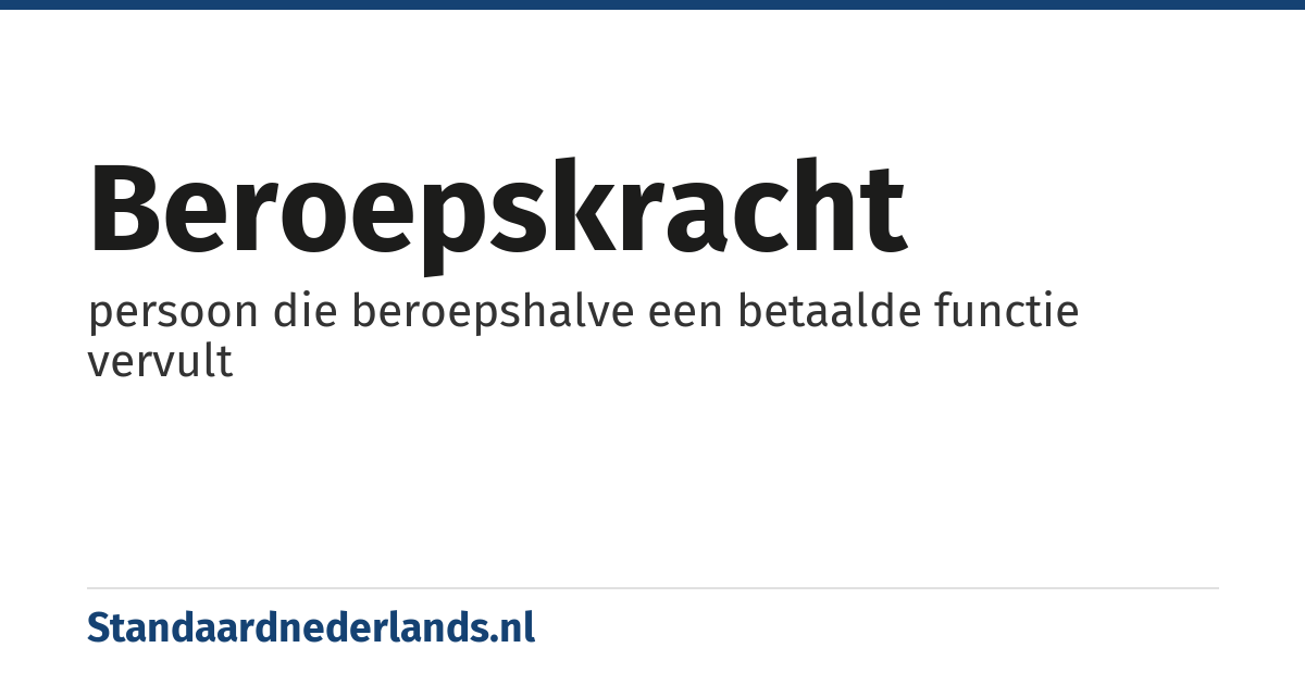 beroepskracht: persoon die beroepshalve een betaalde functie vervult