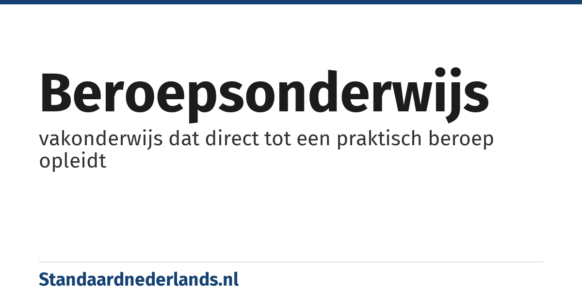beroepsonderwijs: vakonderwijs dat direct tot een praktisch beroep opleidt