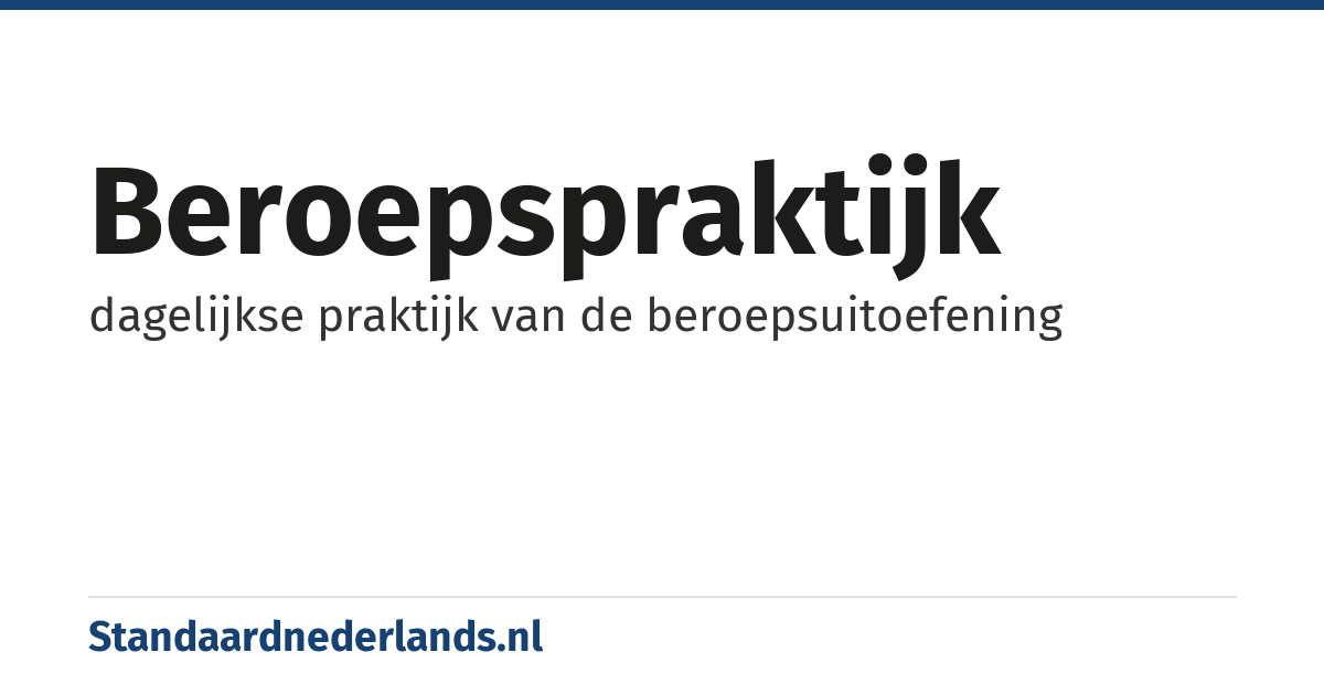 beroepspraktijk: dagelijkse praktijk van de beroepsuitoefening