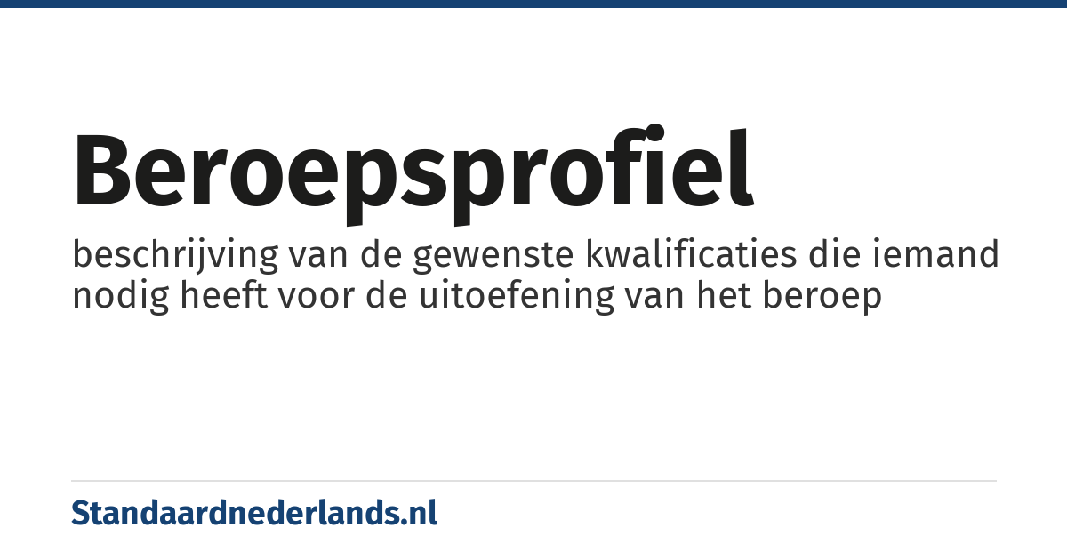 beroepsprofiel: beschrijving van de gewenste kwalificaties die iemand nodig heeft voor de uitoefening van het beroep