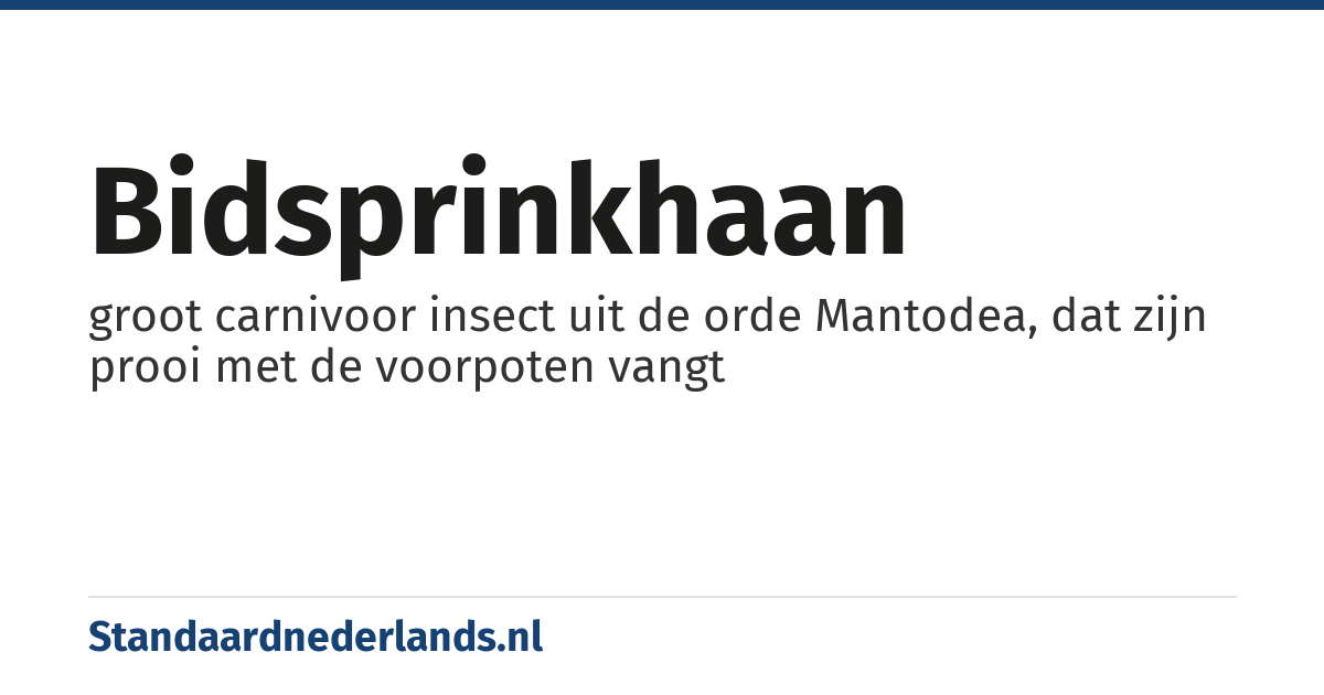 bidsprinkhaan: groot carnivoor insect uit de orde Mantodea, dat zijn prooi met de voorpoten vangt