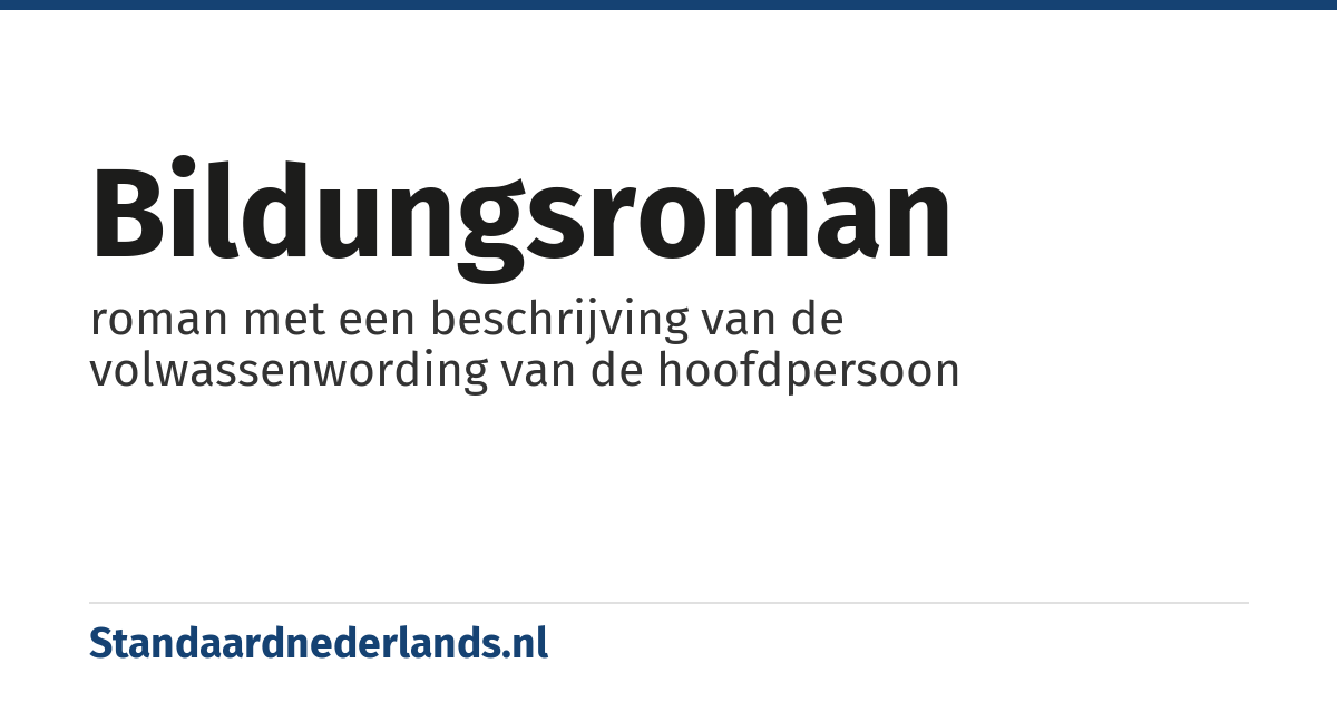 bildungsroman: roman met een beschrijving van de volwassenwording van de hoofdpersoon