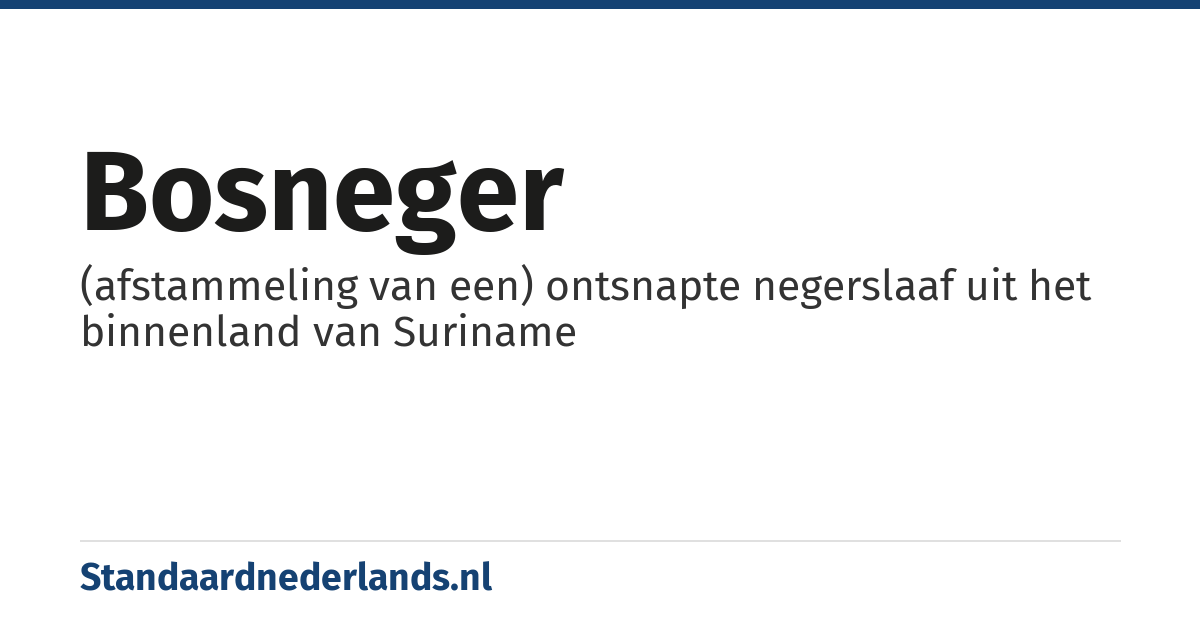bosneger: (afstammeling van een) ontsnapte negerslaaf uit het binnenland van Suriname