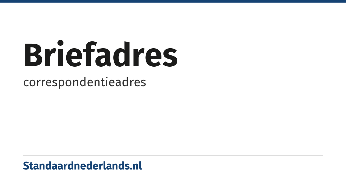 briefadres: correspondentieadres