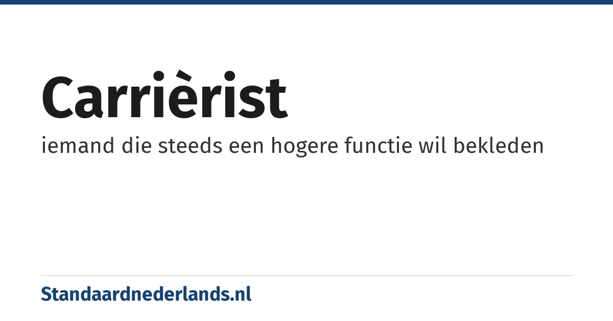 carrièrist: iemand die steeds een hogere functie wil bekleden