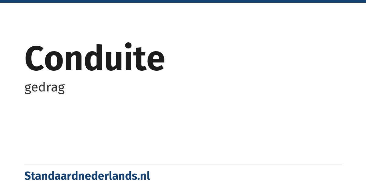 conduite: gedrag