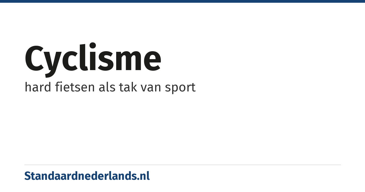 cyclisme: hard fietsen als tak van sport