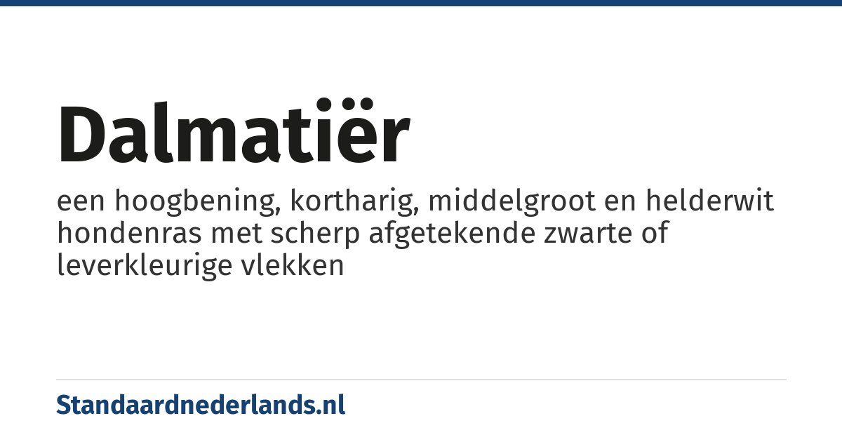 dalmatiër: een hoogbening, kortharig, middelgroot en helderwit hondenras met scherp afgetekende zwarte of leverkleurige vlekken