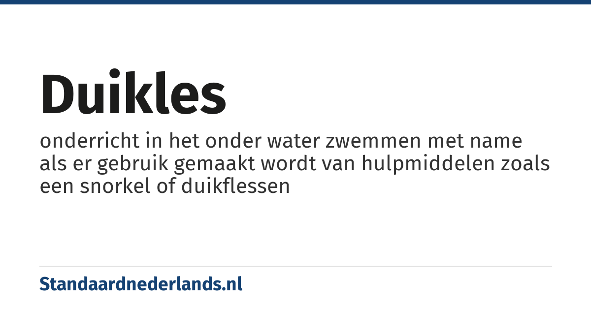 duikles: onderricht in het onder water zwemmen met name als er gebruik gemaakt wordt van hulpmiddelen zoals een snorkel of duikflessen