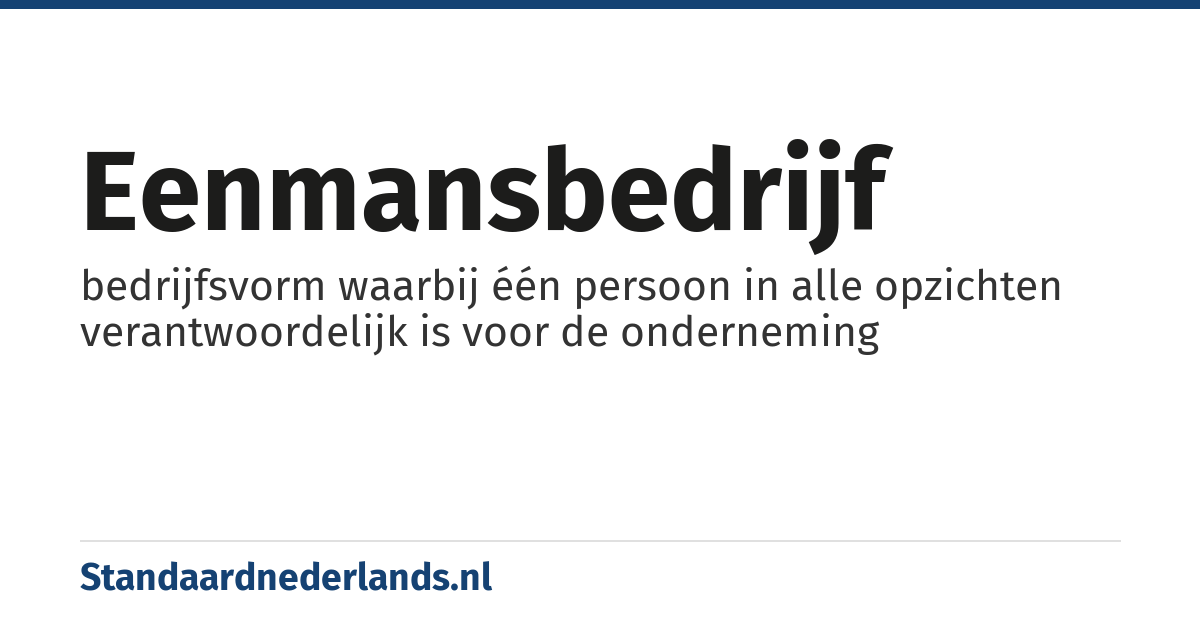 eenmansbedrijf: bedrijfsvorm waarbij één persoon in alle opzichten verantwoordelijk is voor de onderneming