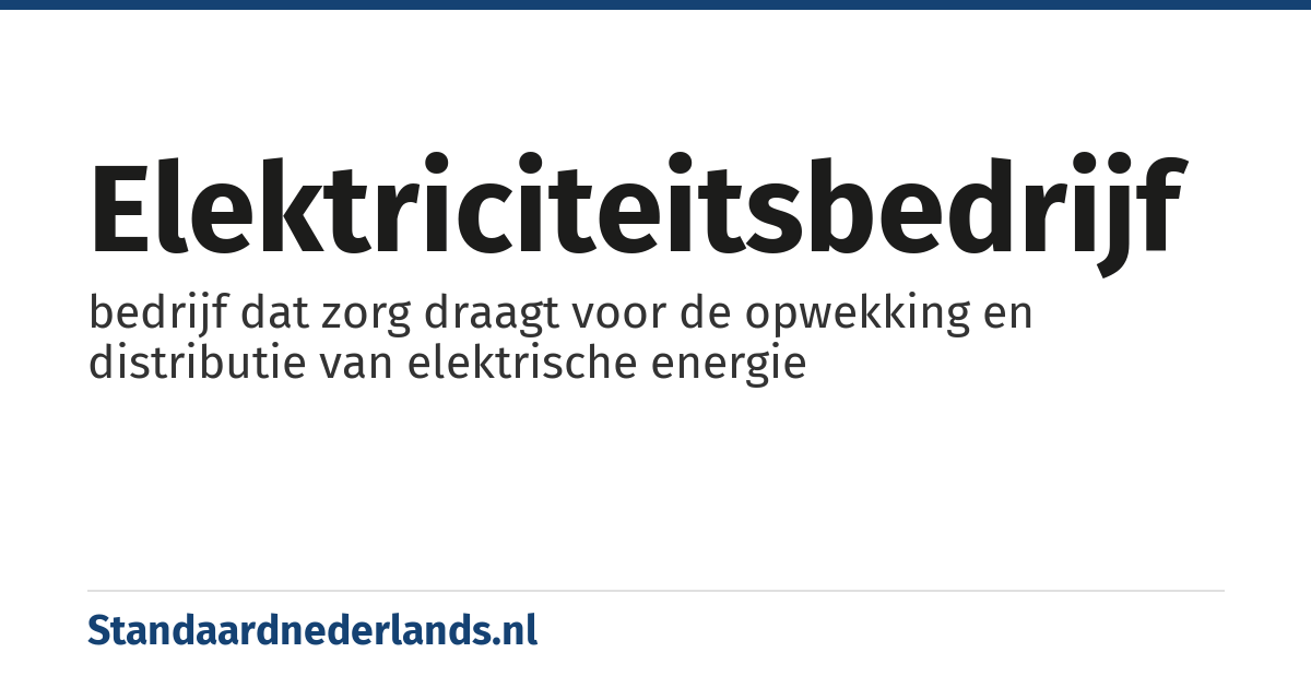 elektriciteitsbedrijf: bedrijf dat zorg draagt voor de opwekking en distributie van elektrische energie