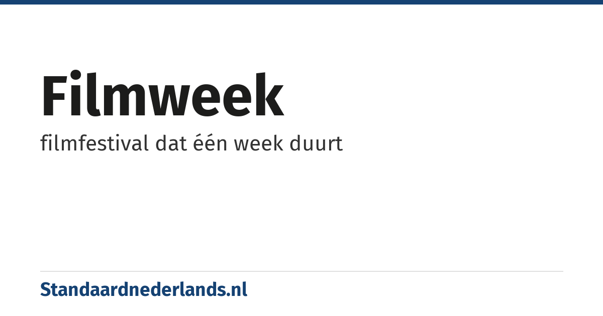 filmweek: filmfestival dat één week duurt