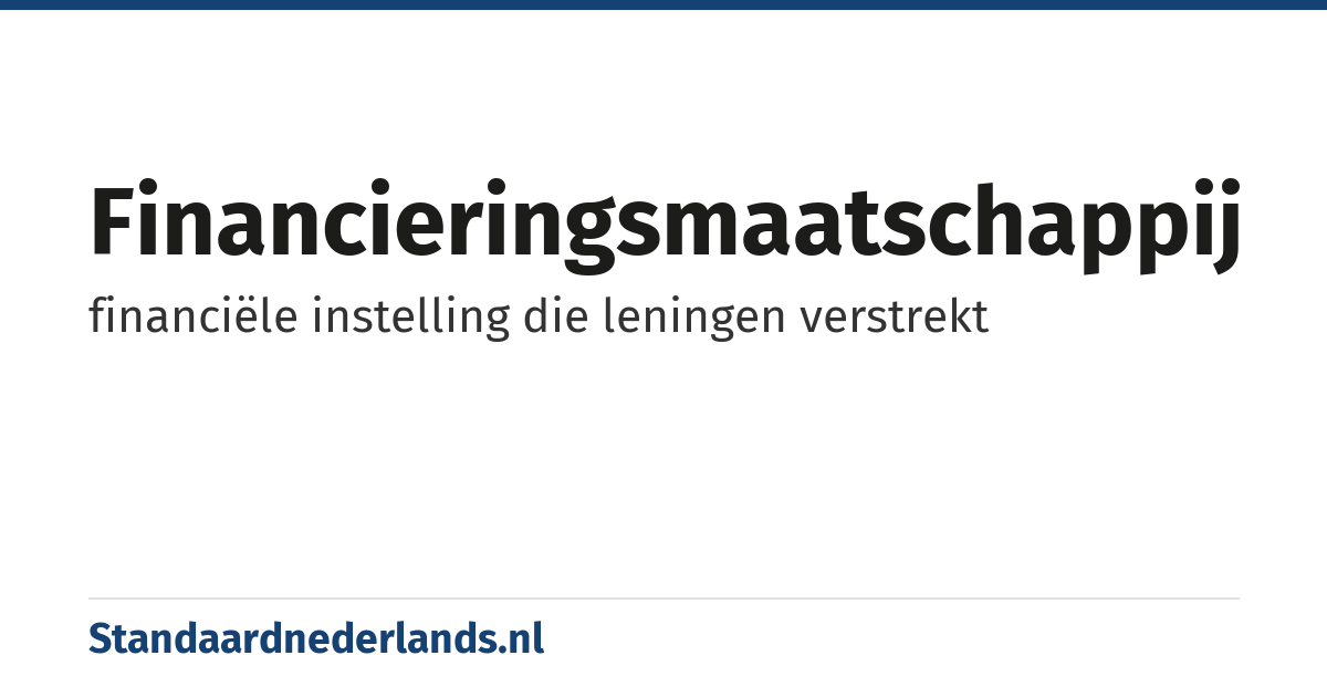 financieringsmaatschappij: financiële instelling die leningen verstrekt