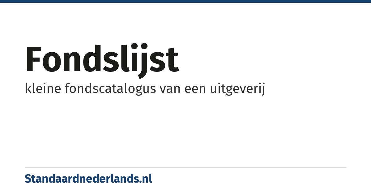 fondslijst: kleine fondscatalogus van een uitgeverij