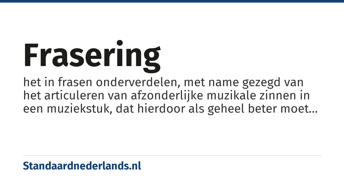 frasering: het in frasen onderverdelen, met name gezegd van het articuleren van afzonderlijke muzikale zinnen in een muziekstuk, dat hierdoor als geheel beter moet klinken