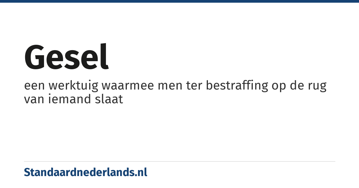 gesel: een werktuig waarmee men ter bestraffing op de rug van iemand slaat