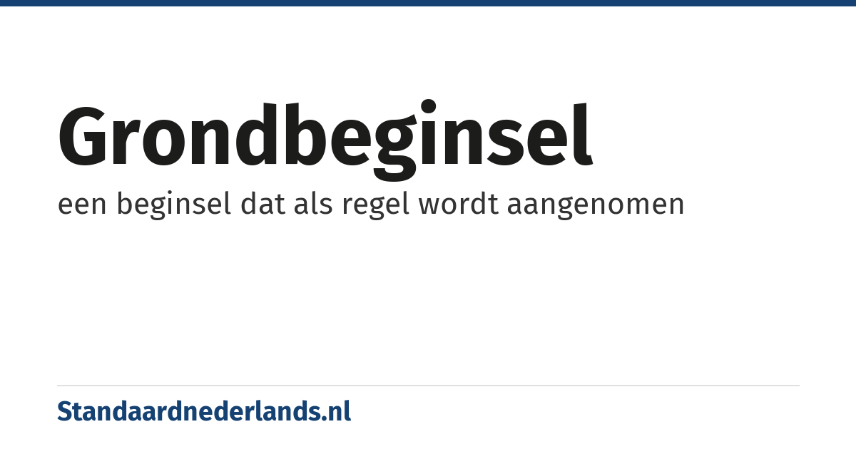 grondbeginsel: een beginsel dat als regel wordt aangenomen