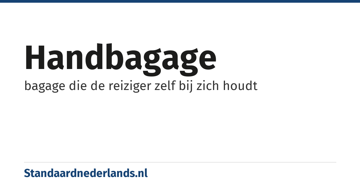 handbagage: bagage die de reiziger zelf bij zich houdt