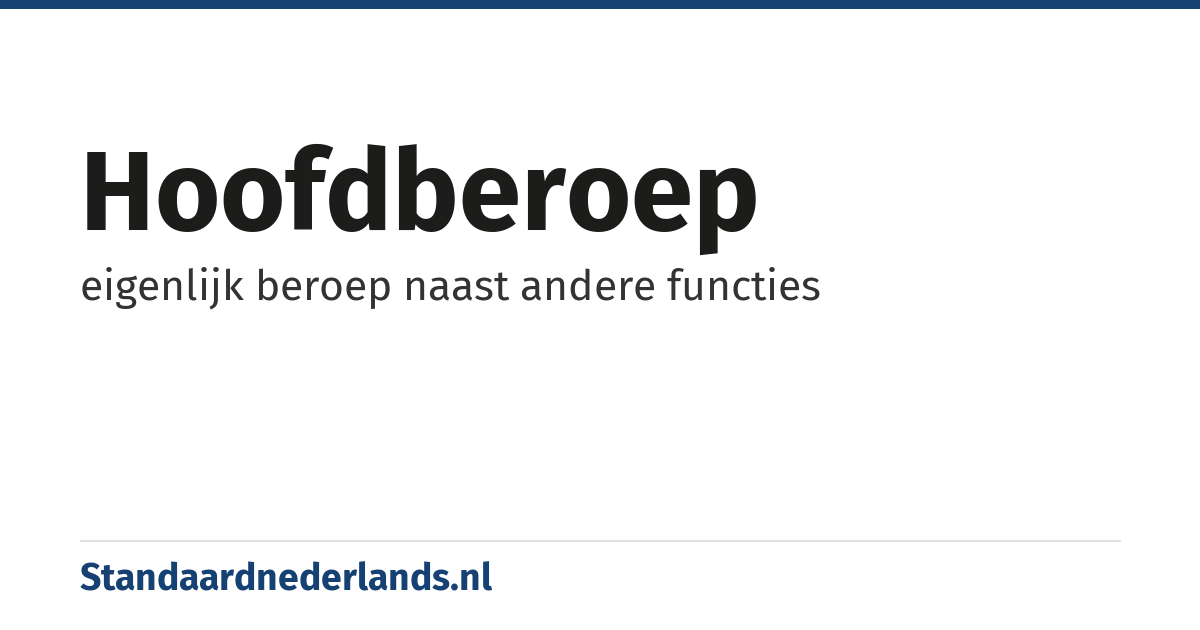 hoofdberoep: eigenlijk beroep naast andere functies