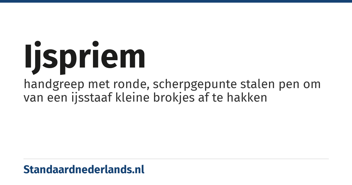 ijspriem: handgreep met ronde, scherpgepunte stalen pen om van een ijsstaaf kleine brokjes af te hakken
