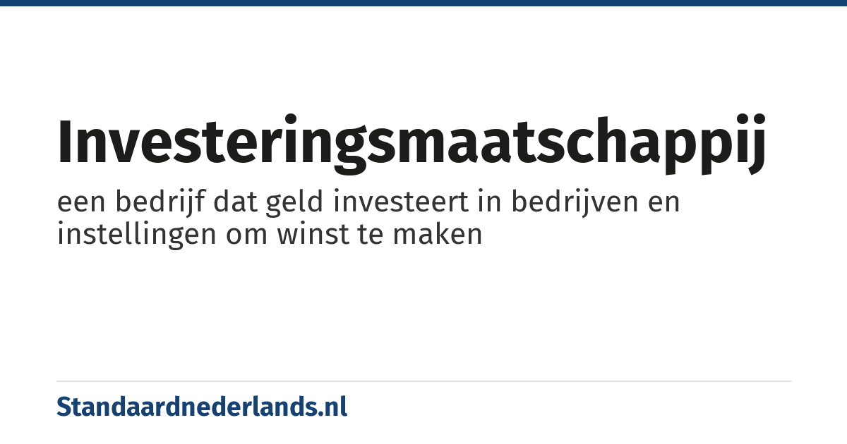investeringsmaatschappij: een bedrijf dat geld investeert in bedrijven en instellingen om winst te maken