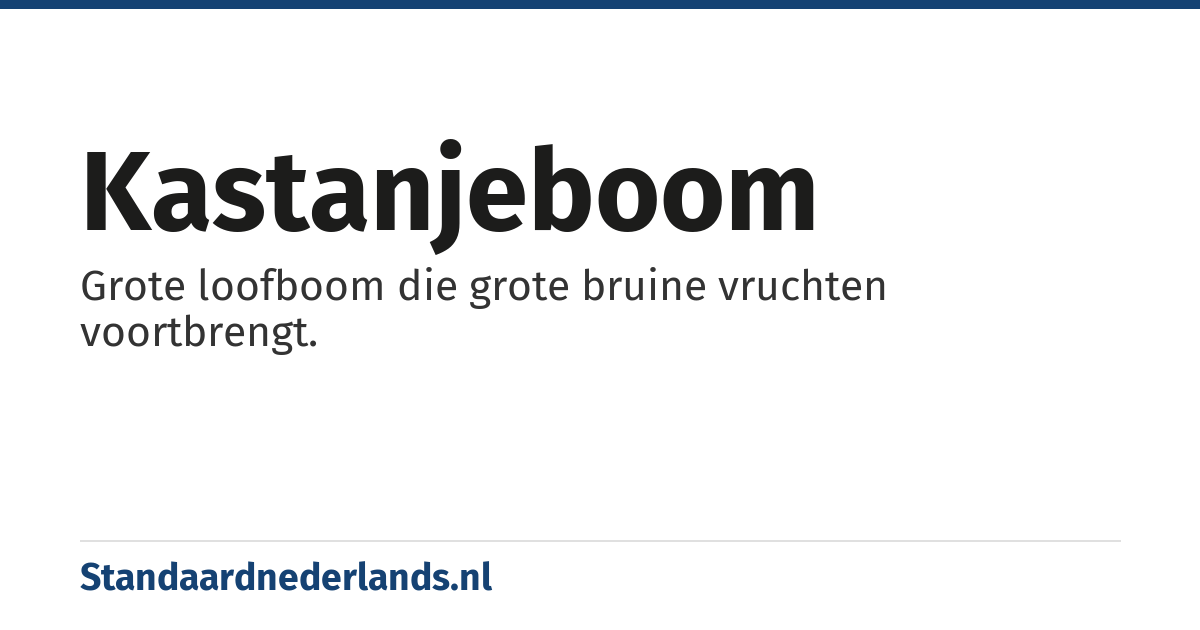 kastanjeboom: Grote loofboom die grote bruine vruchten voortbrengt.
