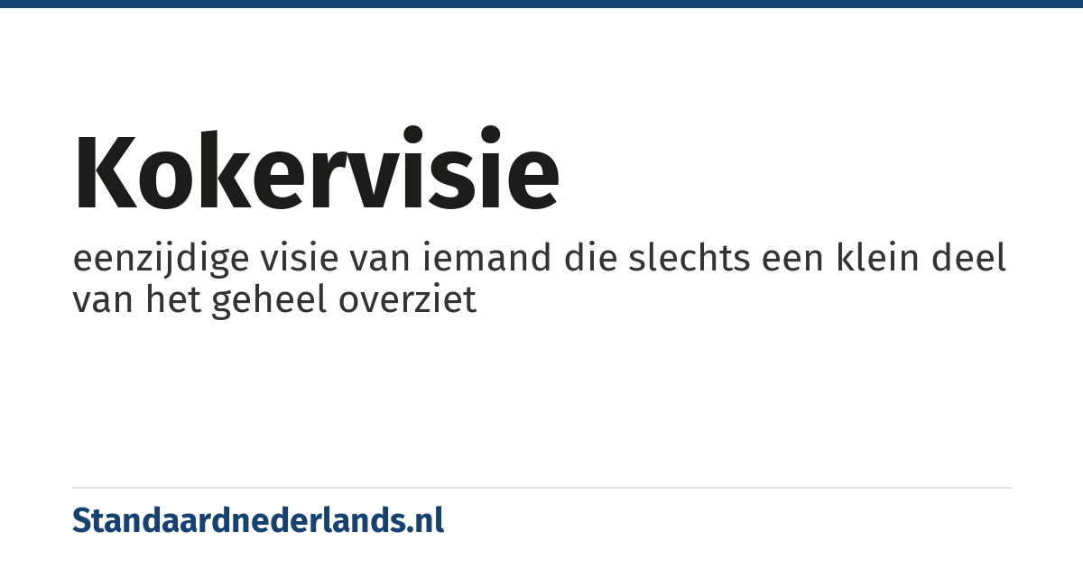 kokervisie: eenzijdige visie van iemand die slechts een klein deel van het geheel overziet