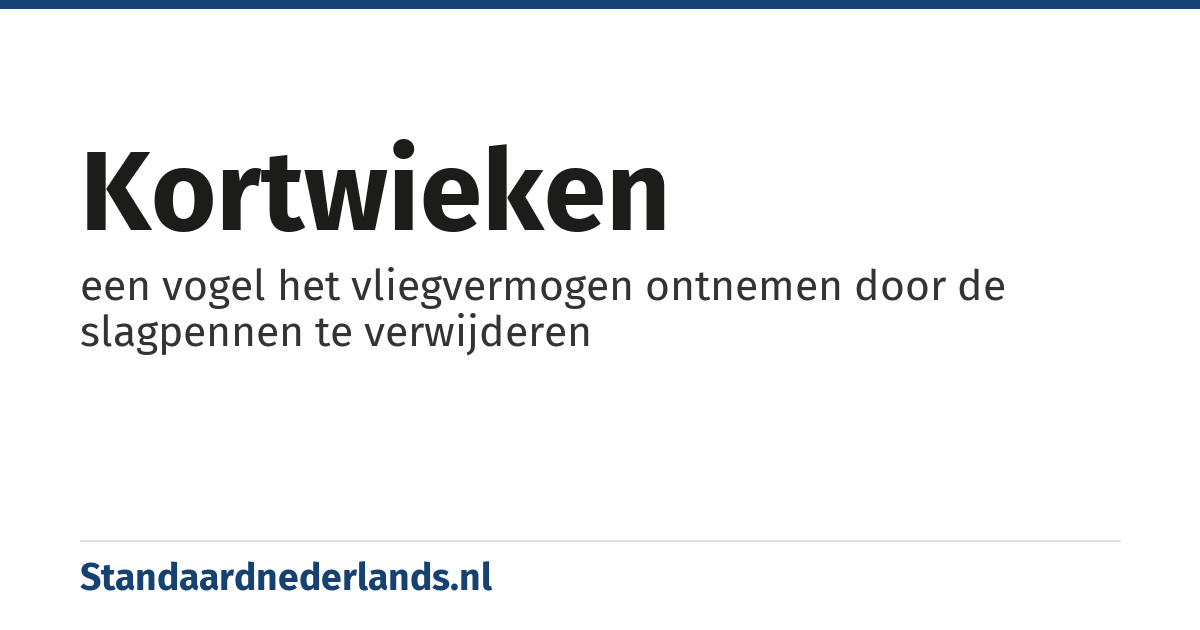 kortwieken: een vogel het vliegvermogen ontnemen door de slagpennen te verwijderen