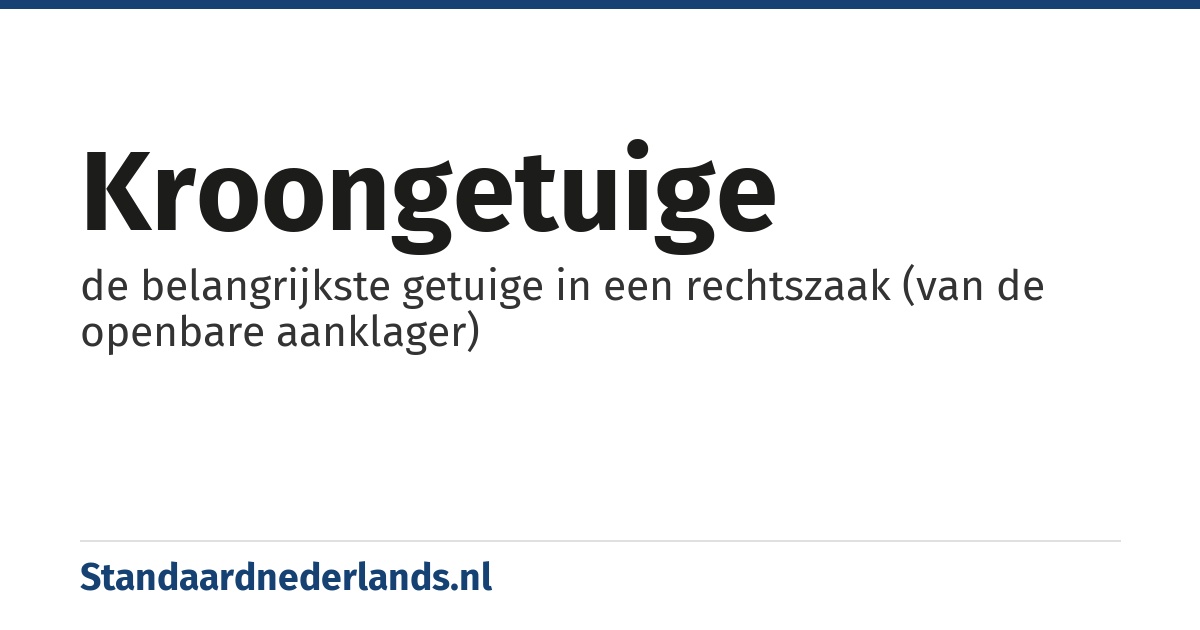 kroongetuige: de belangrijkste getuige in een rechtszaak (van de openbare aanklager)