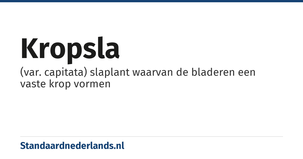 kropsla: (var. capitata) slaplant waarvan de bladeren een vaste krop vormen