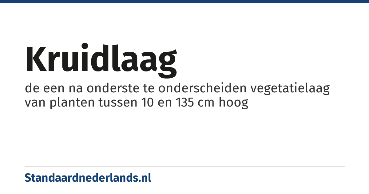 kruidlaag: de een na onderste te onderscheiden vegetatielaag van planten tussen 10 en 135 cm hoog