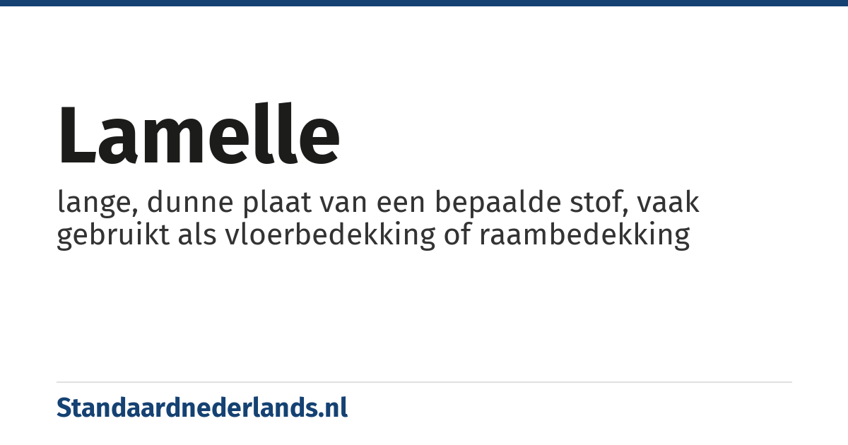 lamelle: lange, dunne plaat van een bepaalde stof, vaak gebruikt als vloerbedekking of raambedekking