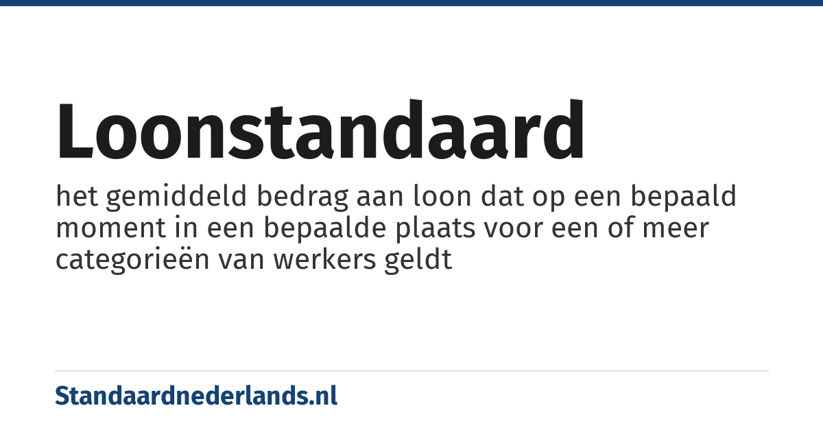 loonstandaard: het gemiddeld bedrag aan loon dat op een bepaald moment in een bepaalde plaats voor een of meer categorieën van werkers geldt