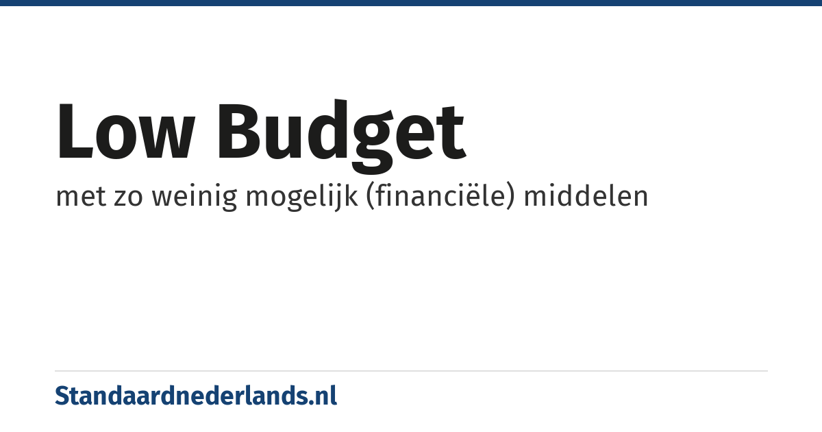 low budget: met zo weinig mogelijk (financiële) middelen