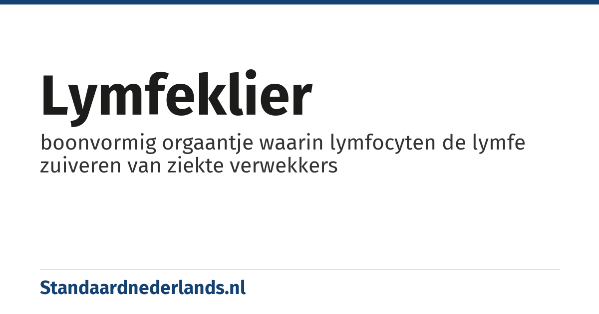 lymfeklier: boonvormig orgaantje waarin lymfocyten de lymfe zuiveren van ziekte verwekkers