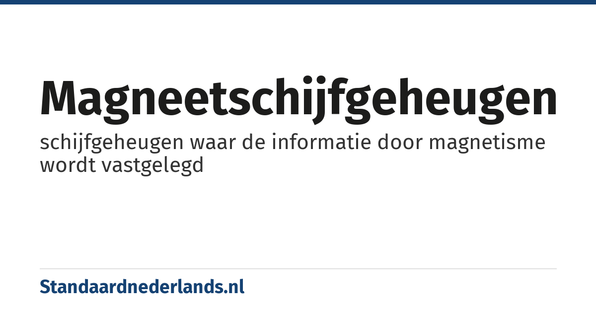 magneetschijfgeheugen: schijfgeheugen waar de informatie door magnetisme wordt vastgelegd