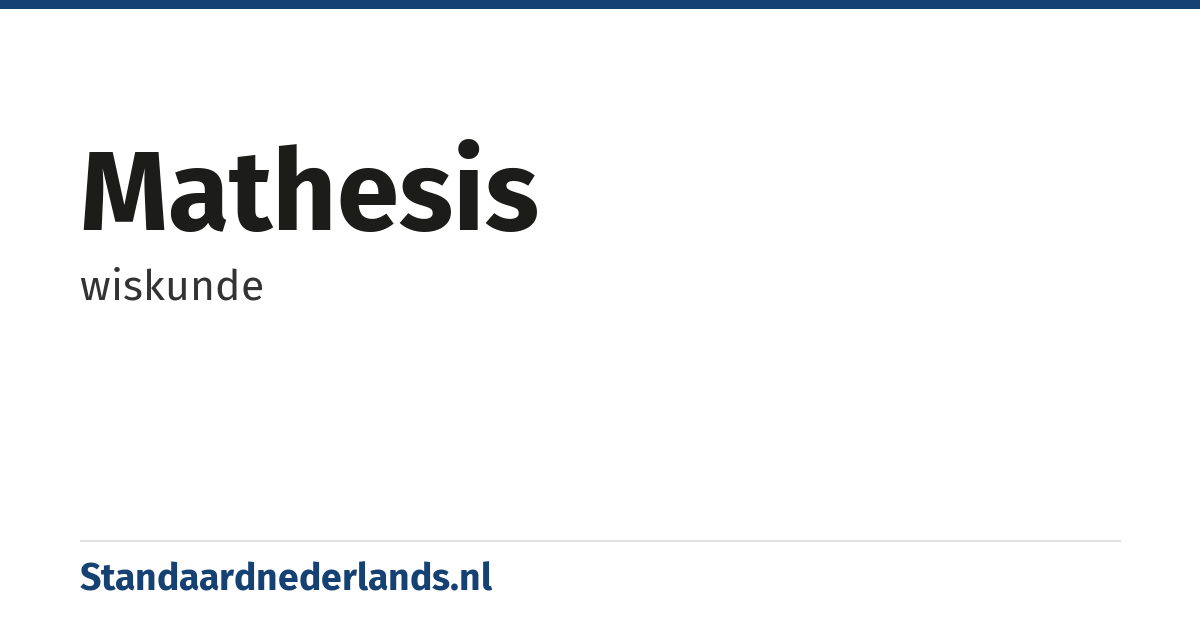 mathesis: wiskunde