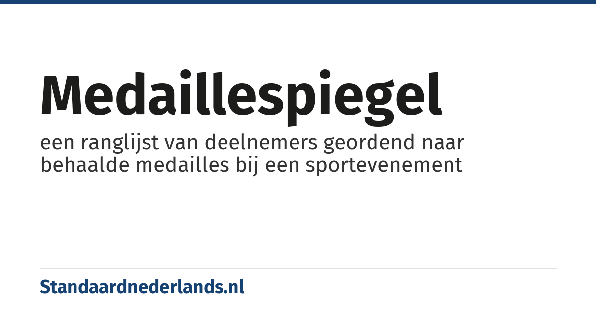 medaillespiegel: een ranglijst van deelnemers geordend naar behaalde medailles bij een sportevenement